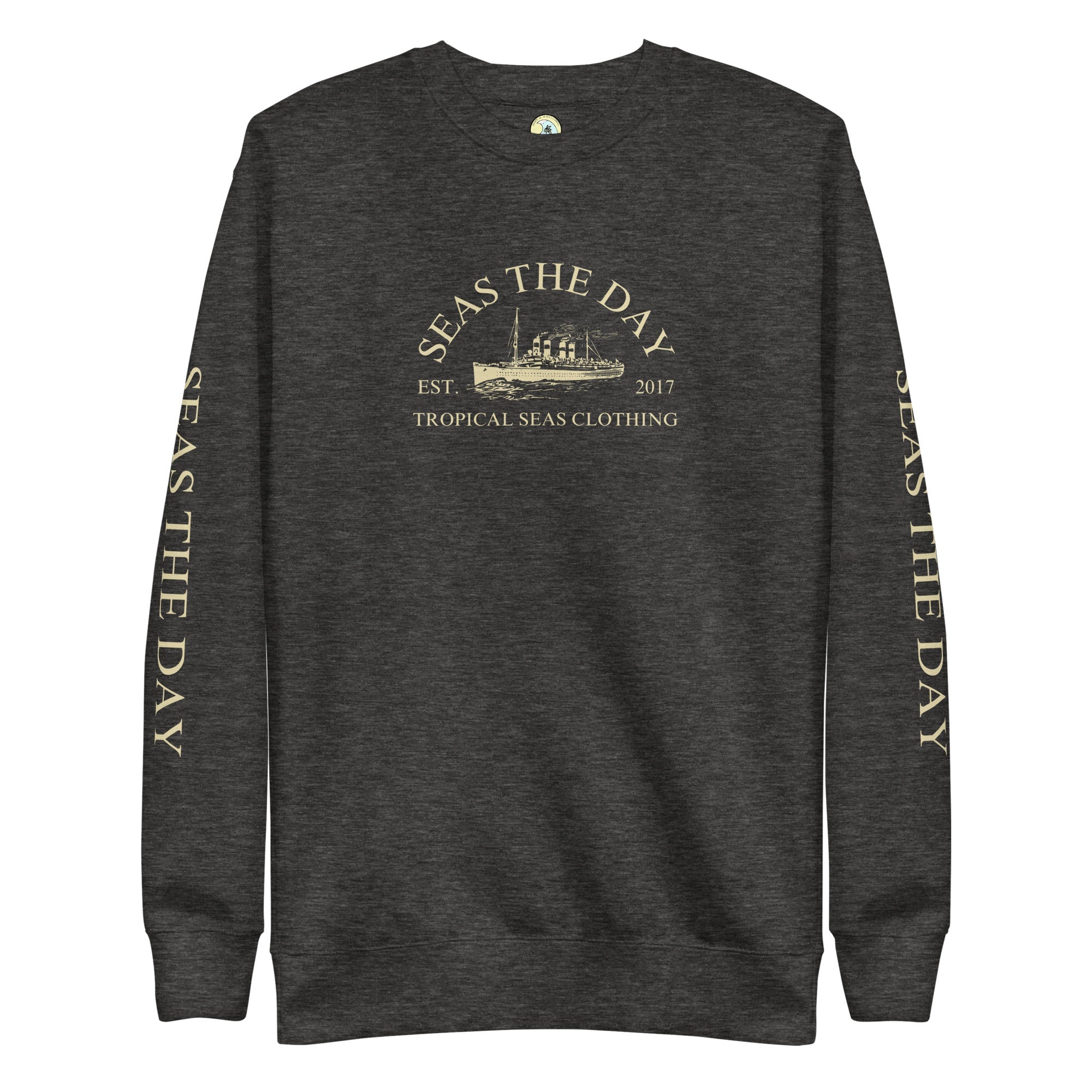Seas The Day Premium Sweatshirt – Nautical Graphic Crewneck for Men & Women