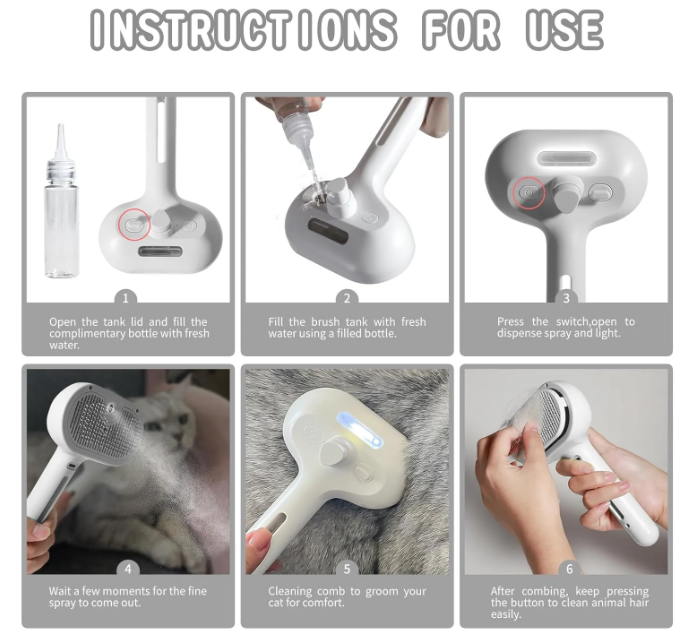 2-in-1 Pet Spray Brush – Remove Shedding Hair & Detangle in One Easy Step
