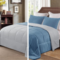 Lightweight Reversible 3-Piece Comforter Set – King Size, All-Season, Bluish Grey