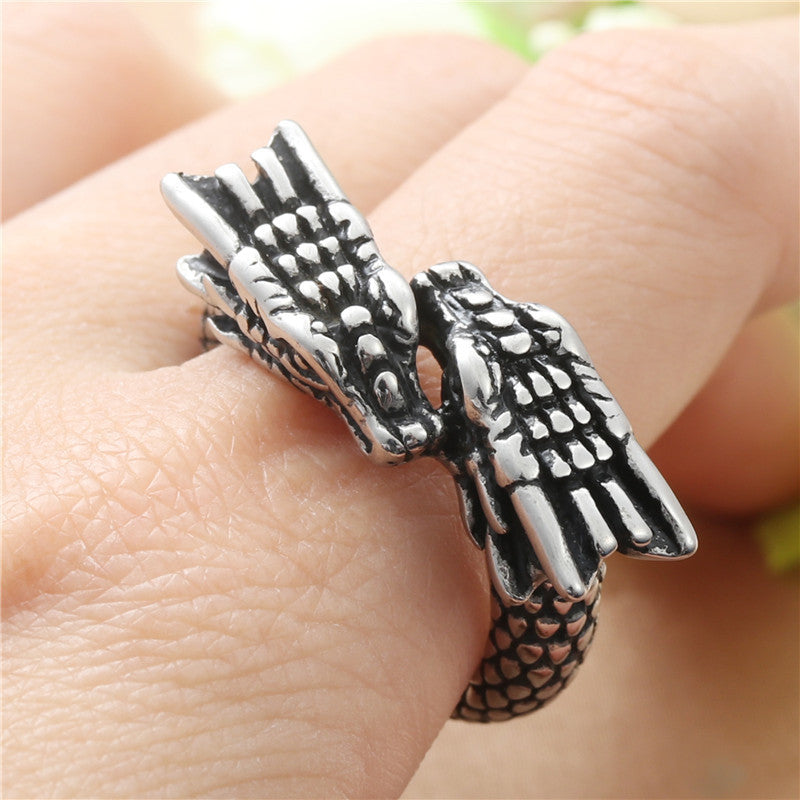 Titanium Steel Chinese Dragon Ring – Bold Retro Jewelry for Men & Women