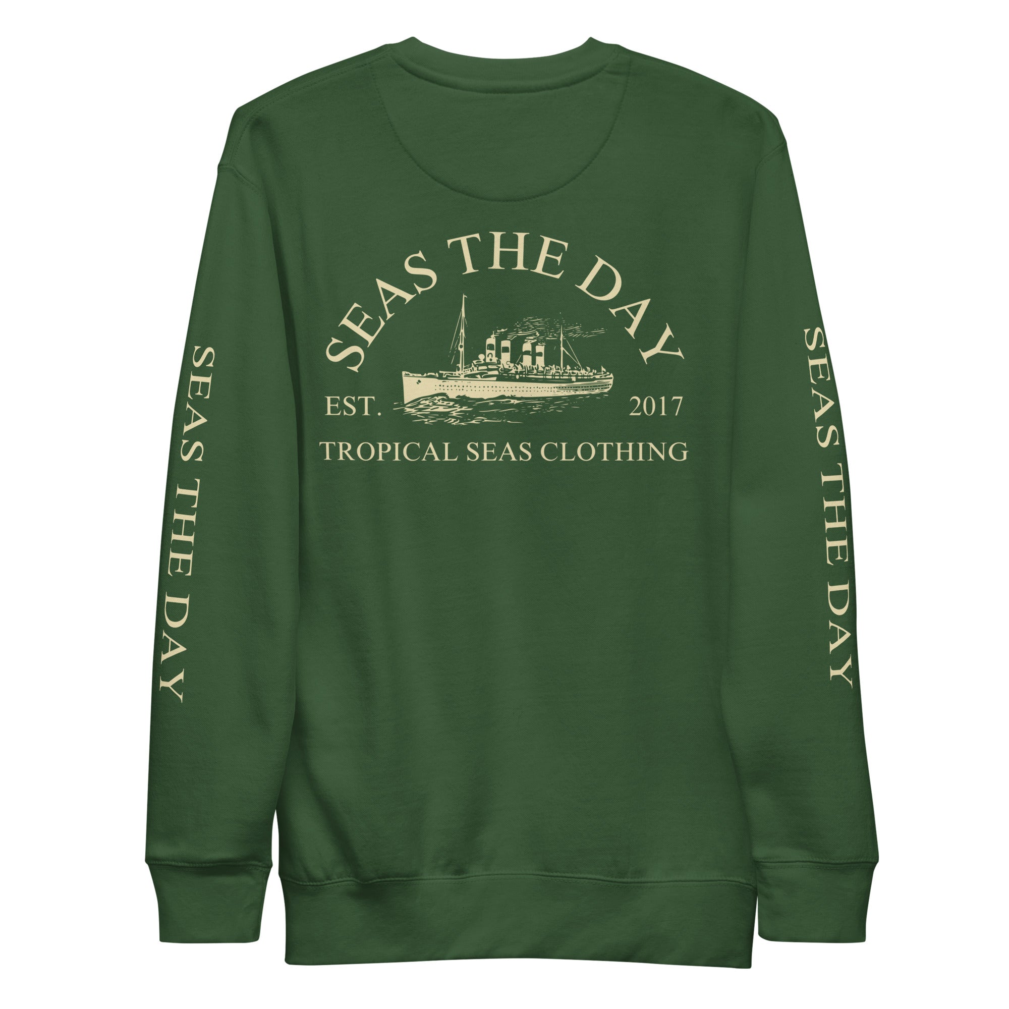 Seas The Day Premium Sweatshirt – Nautical Graphic Crewneck for Men & Women