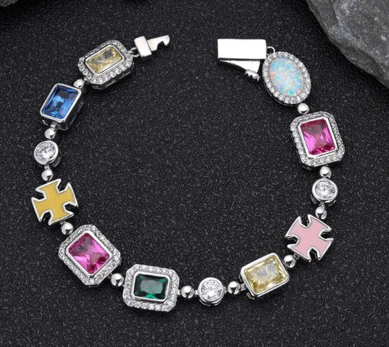 Gold-Plated Hip-Hop Gemstone Necklace – Bold Statement Jewelry for Men & Women