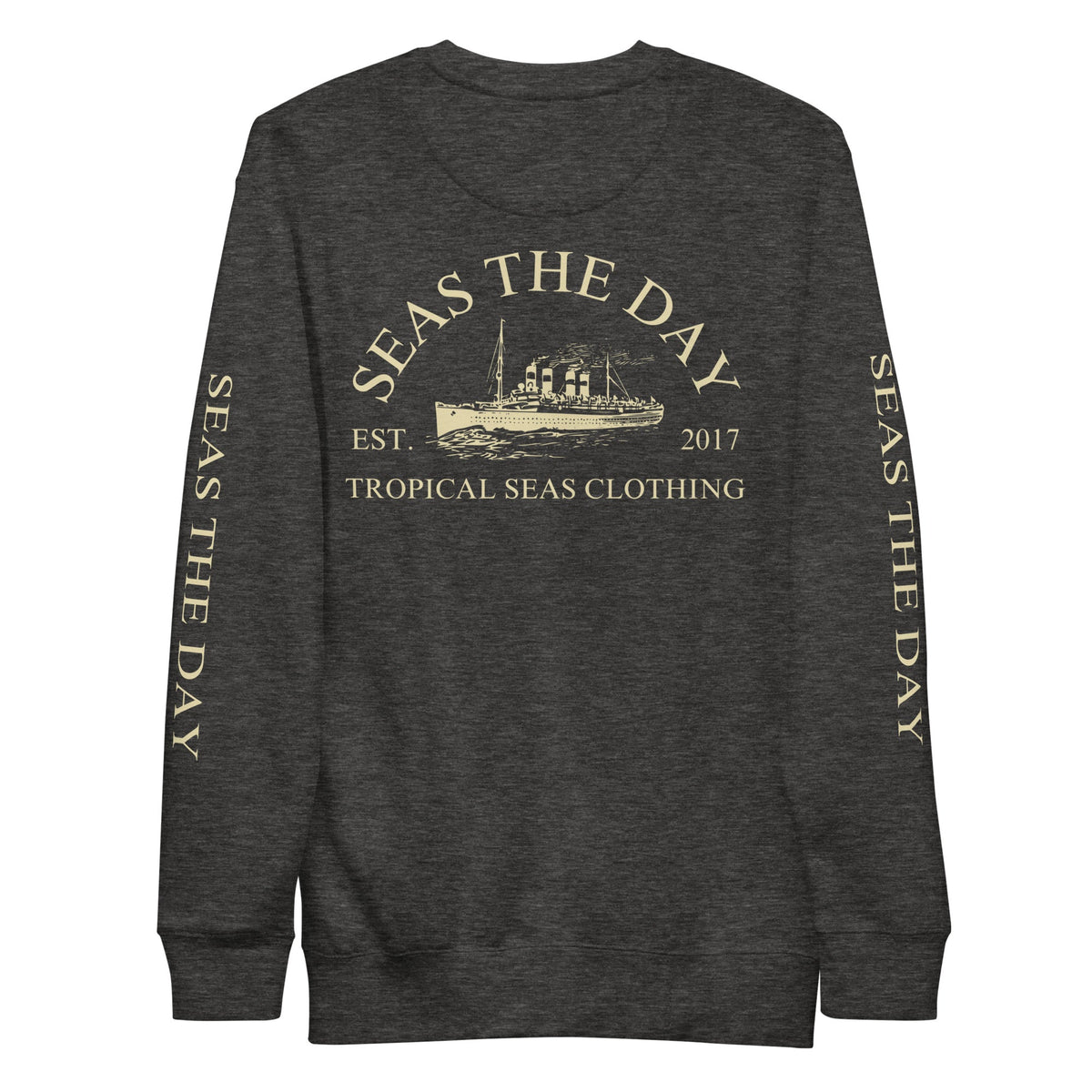 Seas The Day Premium Sweatshirt – Nautical Graphic Crewneck for Men & Women