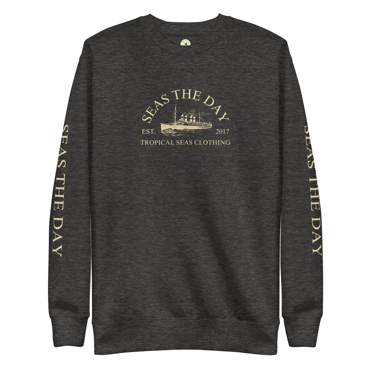 Seas The Day Premium Sweatshirt – Nautical Graphic Crewneck for Men & Women
