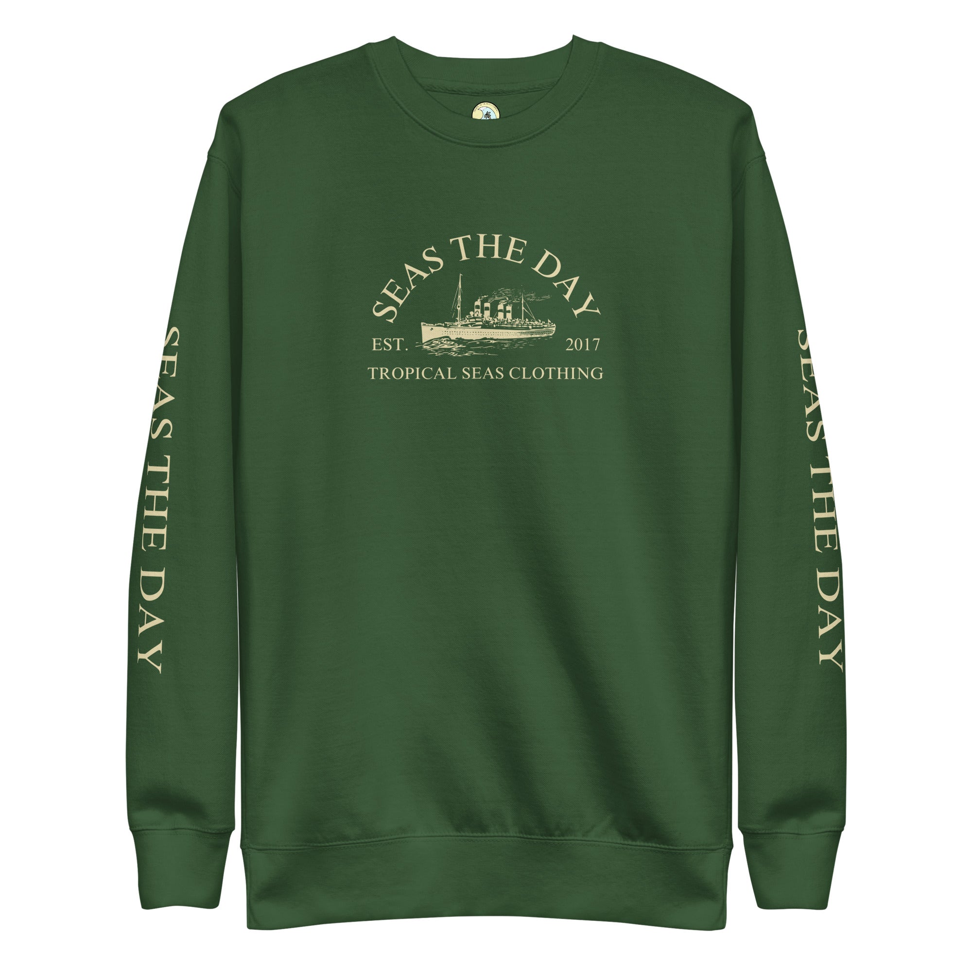 Seas The Day Premium Sweatshirt – Nautical Graphic Crewneck for Men & Women