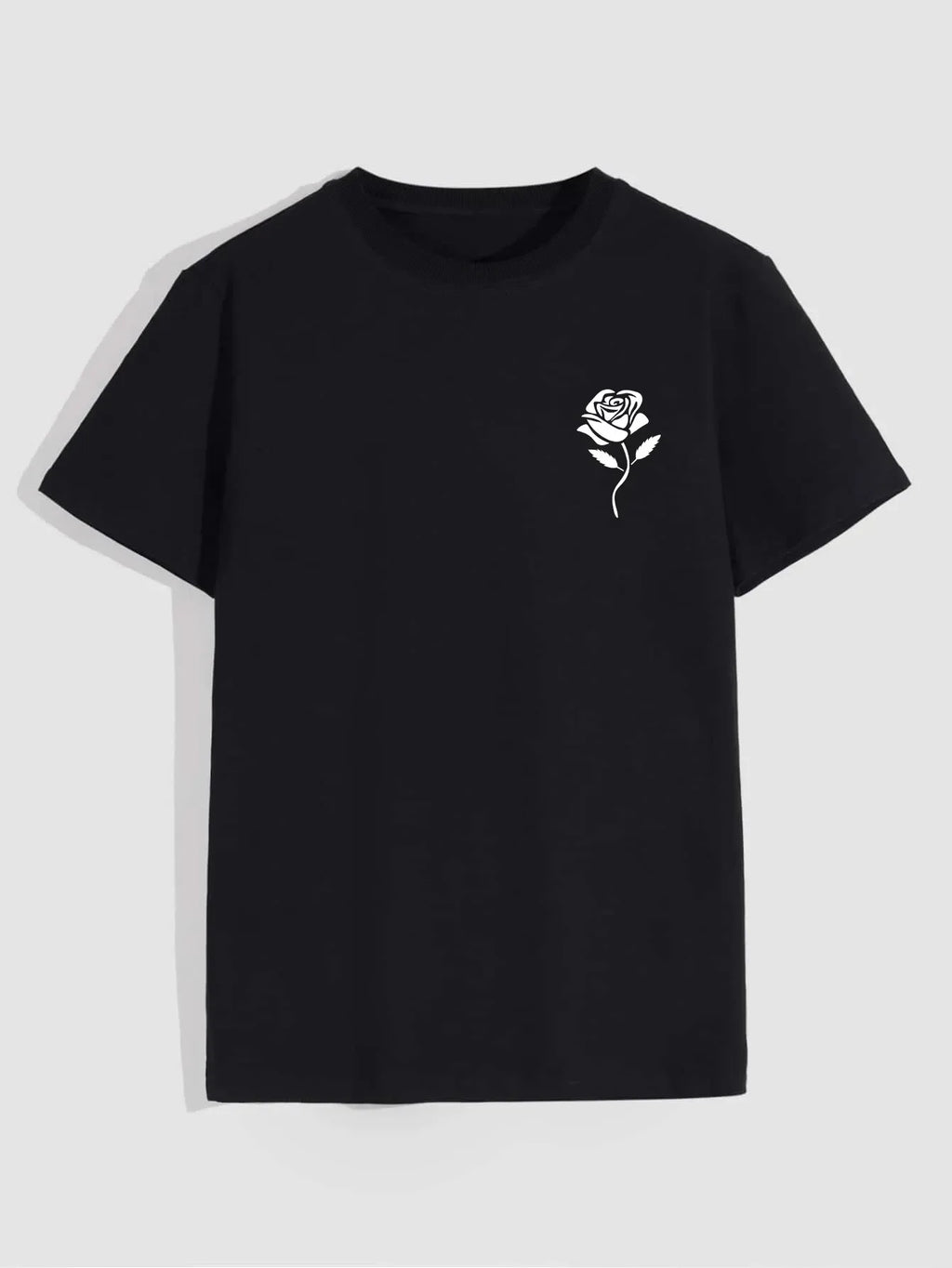 Men's Rose Print Crew Neck T-Shirt – Casual Graphic Tee in Regular & Oversize Fit