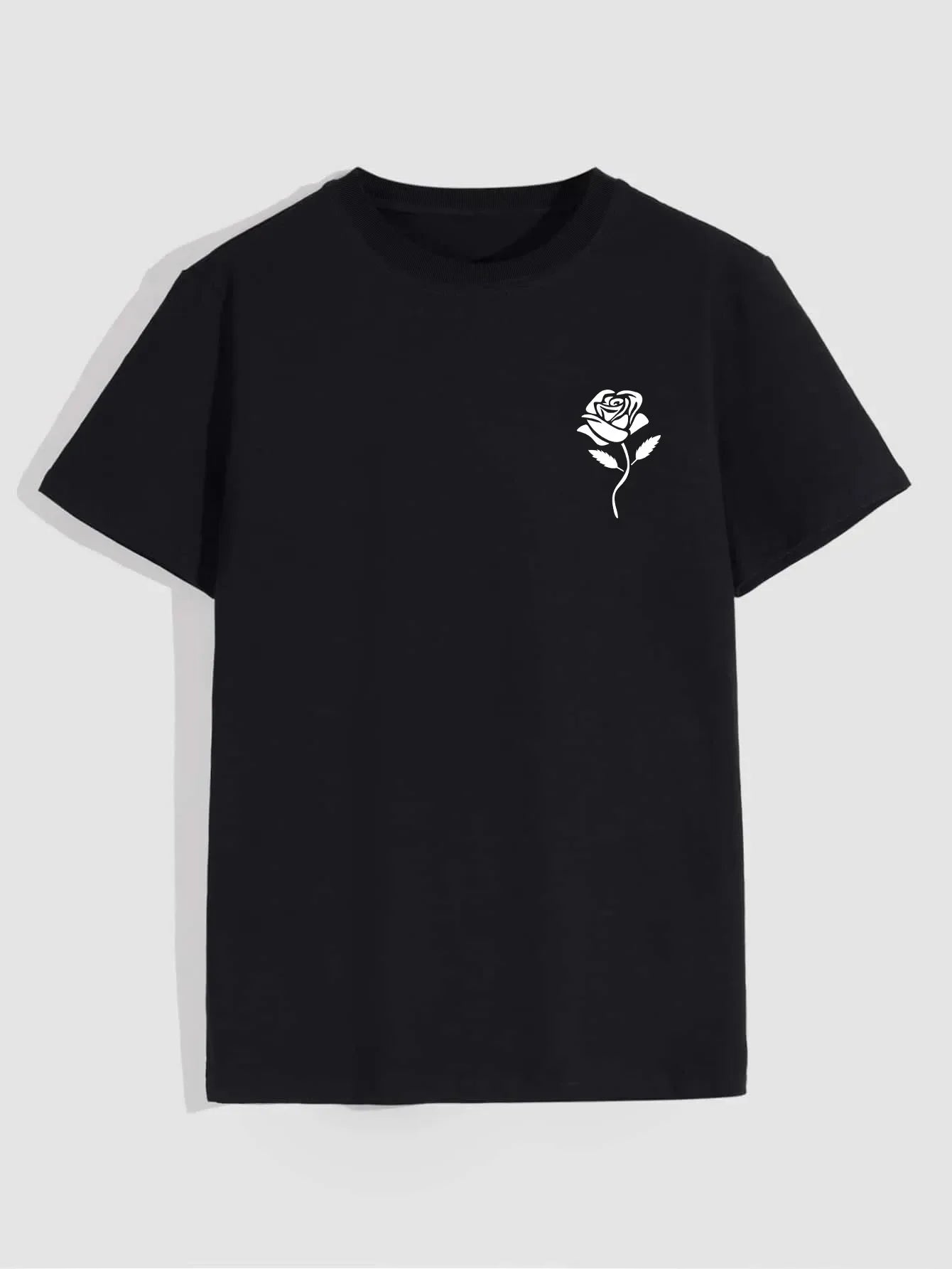 Men's Rose Print Crew Neck T-Shirt – Casual Graphic Tee in Regular & Oversize Fit