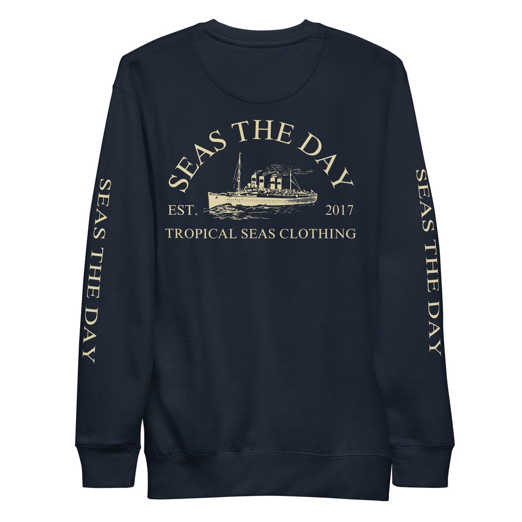 Seas The Day Premium Sweatshirt – Nautical Graphic Crewneck for Men & Women