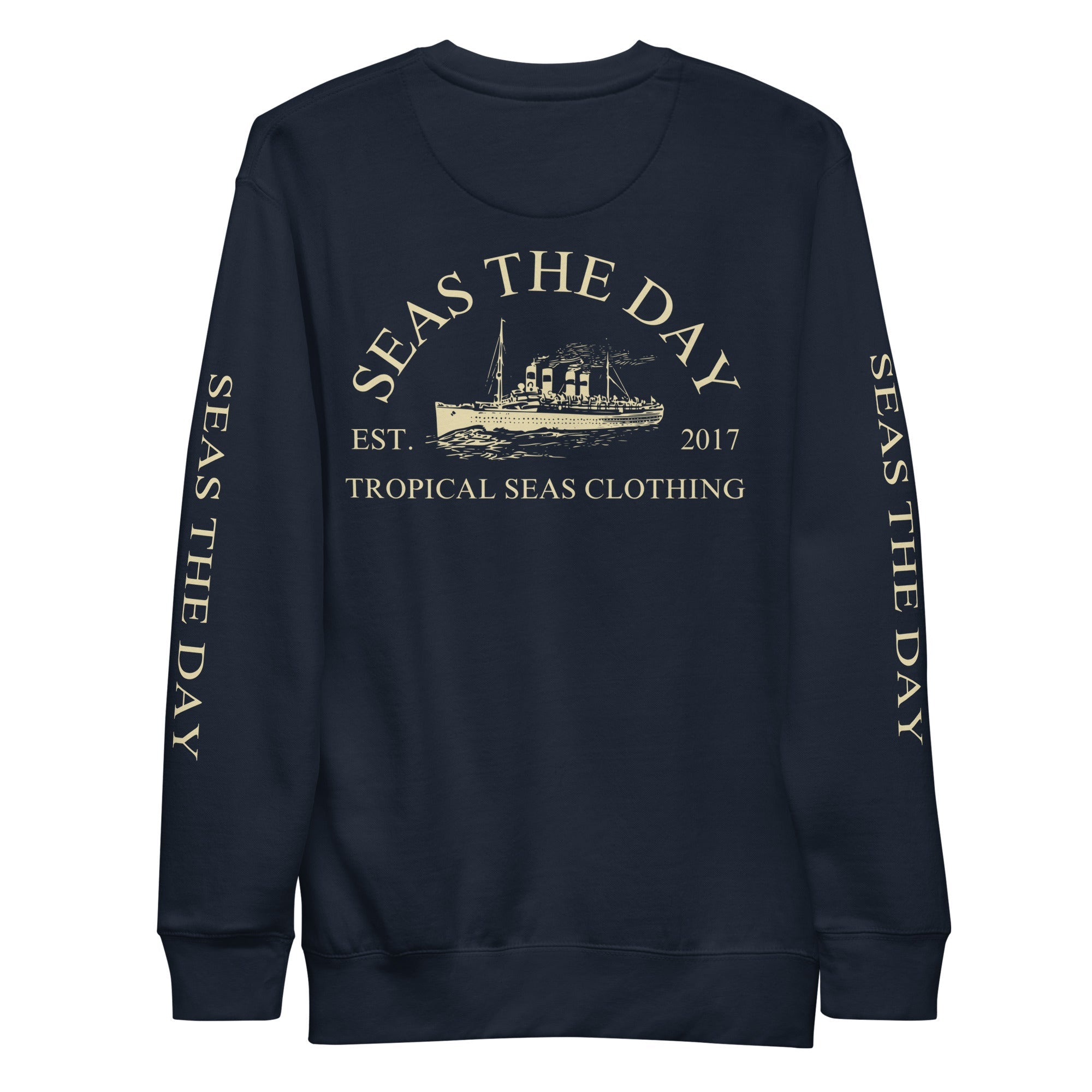 Seas The Day Premium Sweatshirt – Nautical Graphic Crewneck for Men & Women