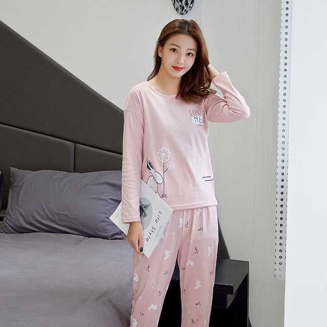 Women's Cute Long-Sleeved Pajama Set – Soft & Cozy Sleepwear for Every Night