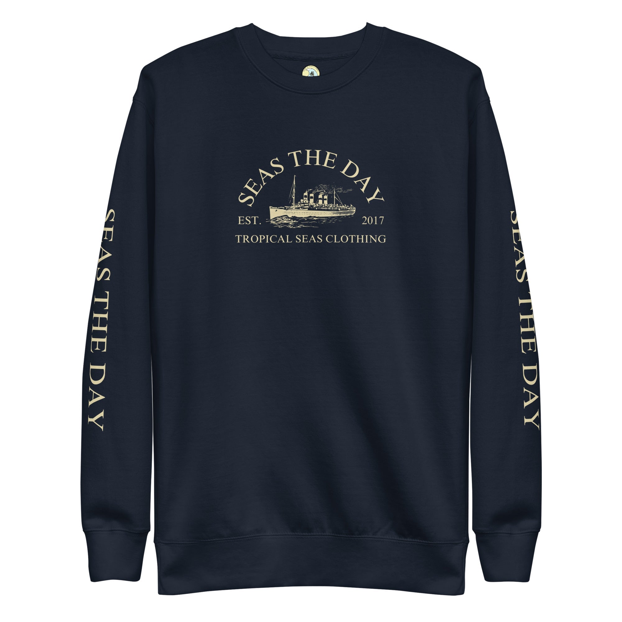 Seas The Day Premium Sweatshirt – Nautical Graphic Crewneck for Men & Women