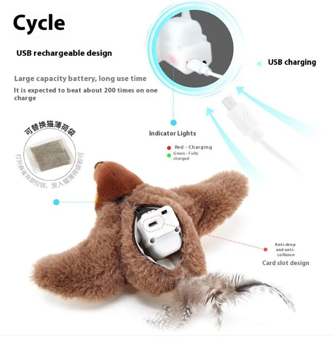 Flapping Bird Cat Toy – Realistic Motion, Keeps Cats Entertained for Hours