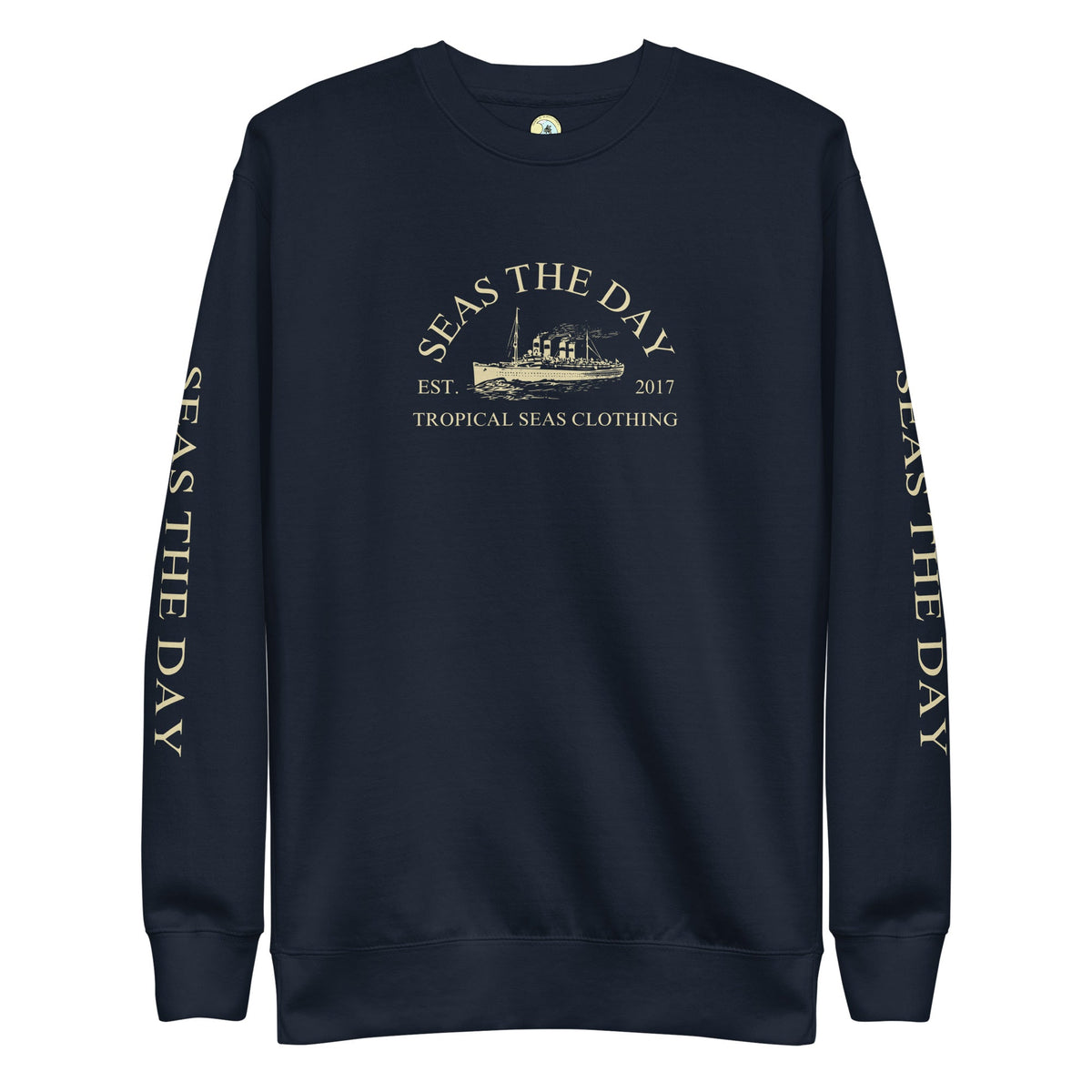 Seas The Day Premium Sweatshirt – Nautical Graphic Crewneck for Men & Women