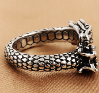 Titanium Steel Chinese Dragon Ring – Bold Retro Jewelry for Men & Women