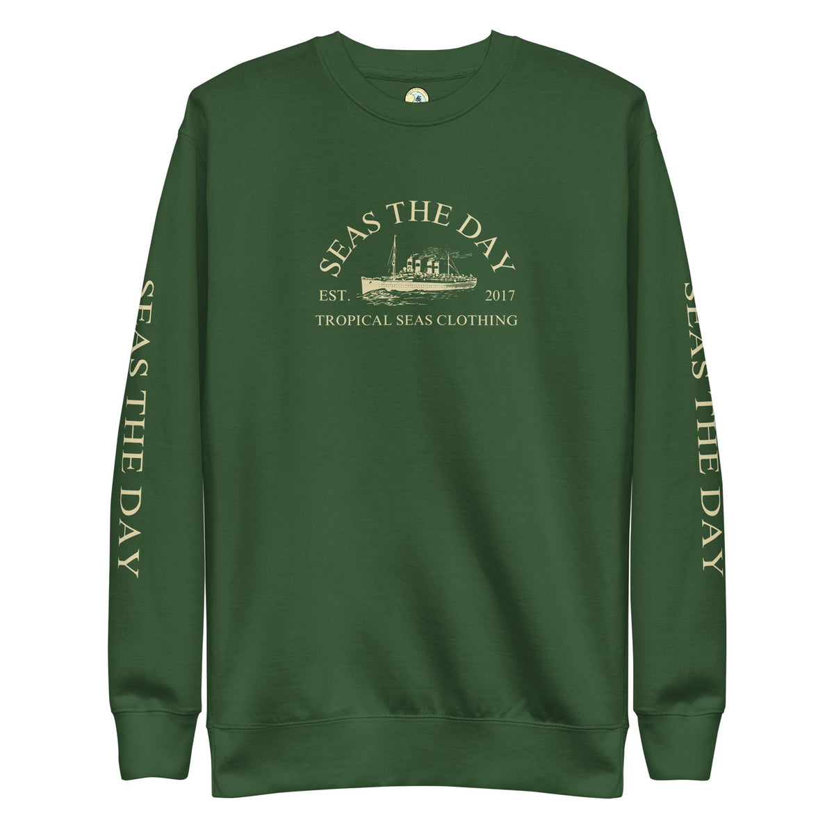 Seas The Day Premium Sweatshirt – Nautical Graphic Crewneck for Men & Women
