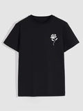 Men's Rose Print Crew Neck T-Shirt – Casual Graphic Tee in Regular & Oversize Fit